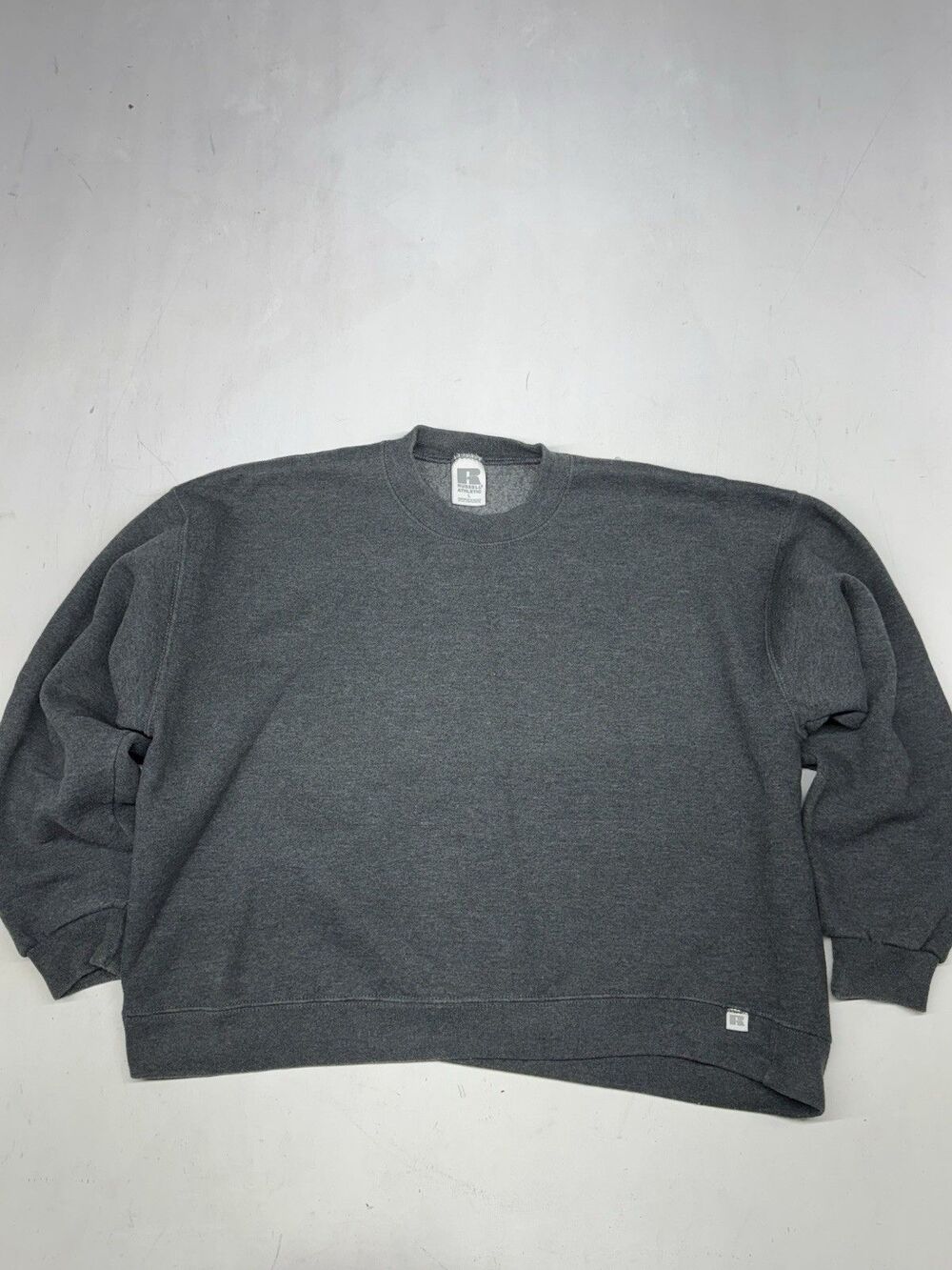 Vintage Russell Athletic Premier Crewneck Sweatshirt Gray Blank Y2K Boxy Mens L